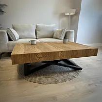Adjustable height table 27-80 cm, adaptable extendable table 120-200 cm, solid oak wood top, space-saving modern furniture