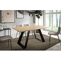 Pielāgojams izvelkams pusdienu galds moderna laminēta virsma, melnasbaltas pulverkrāsotas metāla kājas, paplašināms 140-240 cm, 6 krāsas