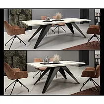 Extendable rectangular dining table - 140190240 cm, Table top width 80 cm, height 76 cm, modern black or white metal legs, durable laminated top in 6 color options, 76 cm height