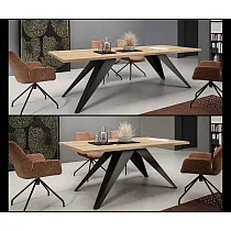 Extendable rectangular dining table - 140190240 cm, Table top width 80 cm, height 76 cm, modern black or white metal legs, durable laminated top in 6 color options, 76 cm height