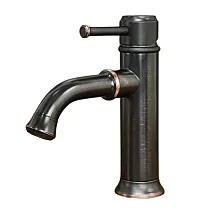 Transitional style design washbasin faucet made of brass, height 19.5 cm, spout length 12.5 cm
