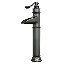 Unique design waterfall effect washbasin faucet made of brass, height 36 cm, spout length 8 cm