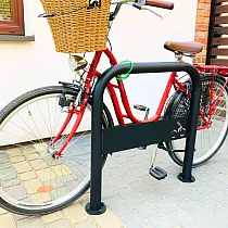 Tsingitud jalgrattahoidja, retro stiilis, kõrgus 80 cm, laius 36 cm, malmist dekoratiivelementidega, betoonpaigaldus, must värv