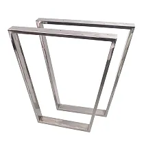 Trapezoidal shape table leg from polished steel, height 72 cm, width 50, 2 legs in the set