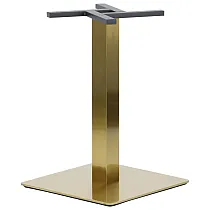 Central table base made of stainless steel, gold color, bottom plate dimensions 50x50 cm, height 72cm