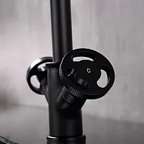 Single-jet faucet made from brass, black colour, height 30 cm, spout length 21 cm