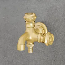 Sieninis maišytuvas iš žalvario, dvigubas, žalvario spalvos, aukštis 12 cm, snapelio ilgis 12 cm