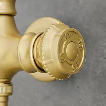 Wall-mounted faucet made of brass, double, brass color, height 12 cm, spout length 12 cm