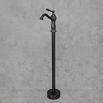 Brīvstāvošs grīdas misiņa vannas jaucējkrāns, krāsa - melna, satīna, augstums 100 cm