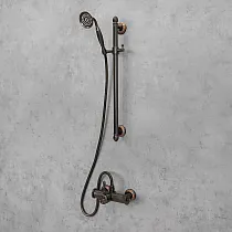 Retro stiliaus dušo sistema, žalvarinė, juodos spalvos, satino, aukštis 65 cm