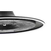 Centrinis pjedestalo stiliaus stalo pagrindas su trimito formos kolona ir apskrita, plokščia pagrindo plokšte, pagaminta iš plieno, juodos spalvos, plotis 49 cm, aukštis 73,5 cm