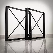 X-type rectangular shape table legs, set of 2, height 72 cm, width 75 cm, set of 2 pieces, black color