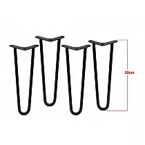 Hairpin legs for coffee table from two Ø10 mm steel rods, 30 cm height - set of 4 legs, colors black, white, gray, gold