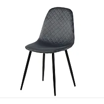 Upholstered velvet chairs without armrests, gray color, 4 pcs. set