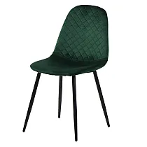 Upholstered velvet chairs without armrests, moss green colour, set of 4 chairs