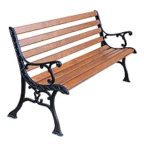 Cast iron park bench, length 150 cm, alder boards for seat and seat backrest, weight 35 kg