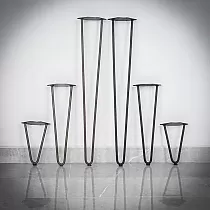 Dekoratīvās metāla galda kājas Hairpin ar pēdu 20, 40, 73 cm - komplektā 4 kājas
