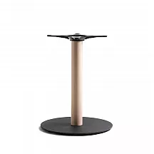 Metal and wood combination central table base for large table tops up to diameter 110 cm