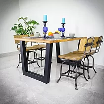Massive trapezoidal metal steel table leg, height 71 cm, width 82 cm, weight 11.5 kg, 2 pcs set