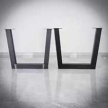 Massive trapezoidal metal steel table leg, height 71 cm, width 82 cm, weight 11.5 kg, 2 pcs set