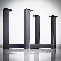 Massive, heavy load metal U-type table legs, height 71 cm, width 82 cm, made of steel, 2 legs in the set