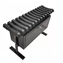 Free-standing cemetery bench with PVC ribs and a large lockable storage box