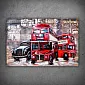 3D kovové umelecké dielo s obrázkom živého červeného londýnskeho autobusu, rozmery 120 x 60 cm