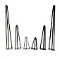 Dekorativa möbelbordsben i metall av 3 platta stålstänger, svart färg eller med ståleffekt, höjd 20, 40 eller 73 cm, set med 4 ben