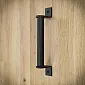 Μεταλλική συρόμενη λαβή έλξης πόρτας από ατσάλι, μαύρο χρώμα, ύψος 21,5 cm, βάρος 280 γραμμάρια, σετ 4 τμχ.