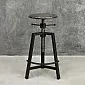 Barski stol z mehansko nastavljivo višino v industrijskem slogu, jeklo-les, višina 570-800 mm