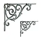 Soporte decorativo para estantes de hierro fundido, profundidad 23 cm, altura 20 cm, juego de 2 piezas.