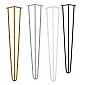 Fyra dekorativa hårnålsbordsben i metall från tre 12 mm tjocka stänger, höjd 71 cm, färg svart, grå, guld eller vit