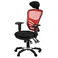 Otočná kancelářská židle s prodyšným opěrákem v červené barvě s opěrkou hlavy