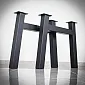 H-formade metallbordsben för matbord eller kontorsbord, höjd 71 cm, total bredd 79 cm, set med 2 ben