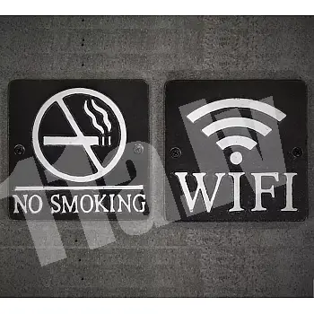 Conjunto de señales de hierro fundido Prohibido fumar y WiFi