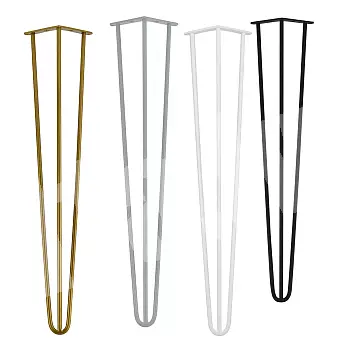Четири метални крака за маса с фиби от три пръта с дебелина 12 мм, височина 71 см, цвят черен, сив, златен или бял