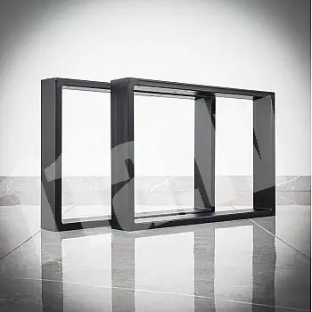 Obdĺžnikové kovové stolové nohy Quadro, vyrobené z ocele, farba čierna a oceľový efekt, rozmer 60x40cm, sada 2 ks.