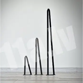 Hårnåle metalbordben af stål fladstang, stangtværsnit 0,4x2 cm, sæt med 4 stk.