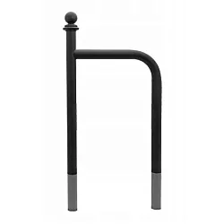 Kültéri fém kerékpártároló állvány, fekete színű, retro stílusú, betonhorgonyos, mérete 100x60 cm