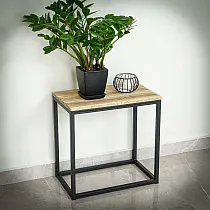 Metalni stolić s dizajnerskom drvenom površinom i čeličnim okvirom 50x30x50cm