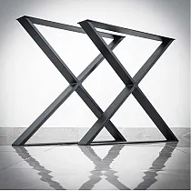 Gambe da tavolo in metallo a forma di X, in acciaio, dimensioni 80x71cm, 2 pz.
