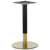 Bordfod af metal i en kombination af guld og sort farve, bundplade diameter 45 cm, højde 72,5 cm, velegnet til bordplader D70 cm