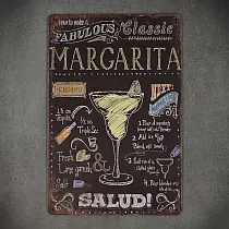 Decoratief metalen wandbord Cocktail Margarita, afmeting 20x30 cm