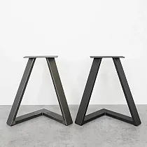 3D fém asztallábak acélból, magasság 45 cm, teljes szélesség 46 cm, fekete színű vagy acél hatású, 2 db-os készlet.