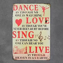 Dekorativ väggplatta, DANCE LOVE SING, 30x20 cm