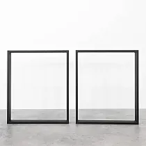 Neliönmuotoiset metalliset pöytäjalat Square-Light, musta väri, mitat 60x71 cm, setti 2 kpl.