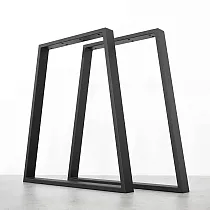 Gambe da tavolo in metallo con forma trapezoidale, realizzate in acciaio, dimensioni 65x71cm, set di 2 pz.