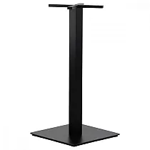 Centralt bordben af metal, sort farve, bundmål 50x50 cm, højde 110 cm