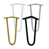 Pernas em gancho para mesa de centro de duas hastes de aço de Ø10 mm, 30 cm de altura - conjunto de 4 pernas, cores preto, branco, cinza, dourado