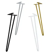 Pernas em gancho para mesa de centro de duas barras de aço de Ø10 mm, altura 43 cm - conjunto de 4 pernas, cores preto, branco, cinza, dourado